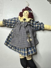 Vintage Raggedy Ann Fabric Doll 10" Folk Art Rag Xmas Ornament