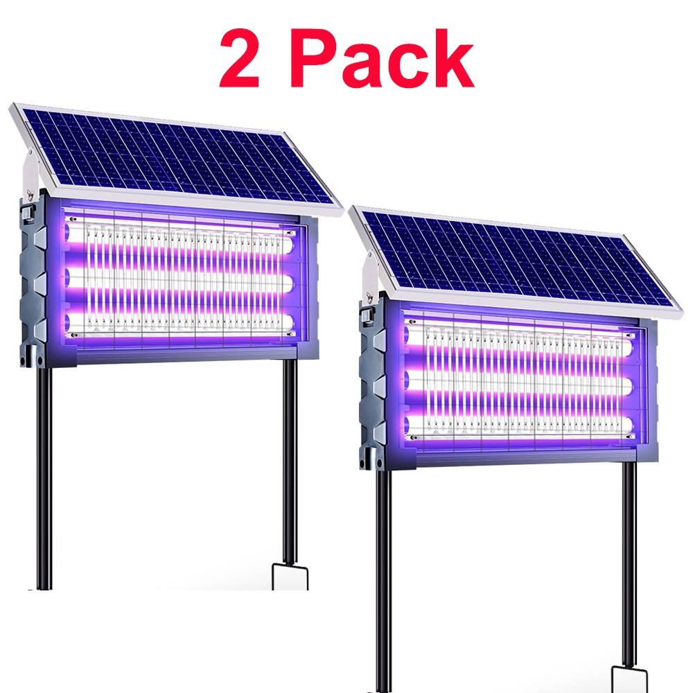 Solar Bug Zapper Outdoor Mosquito Zapper 4500V Waterproof Electric Fly Zapper US