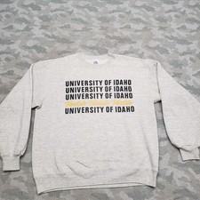 VTG University Of Idaho Jerzees Sweatshirt Men Large Gray Pullover Crew Neck USA