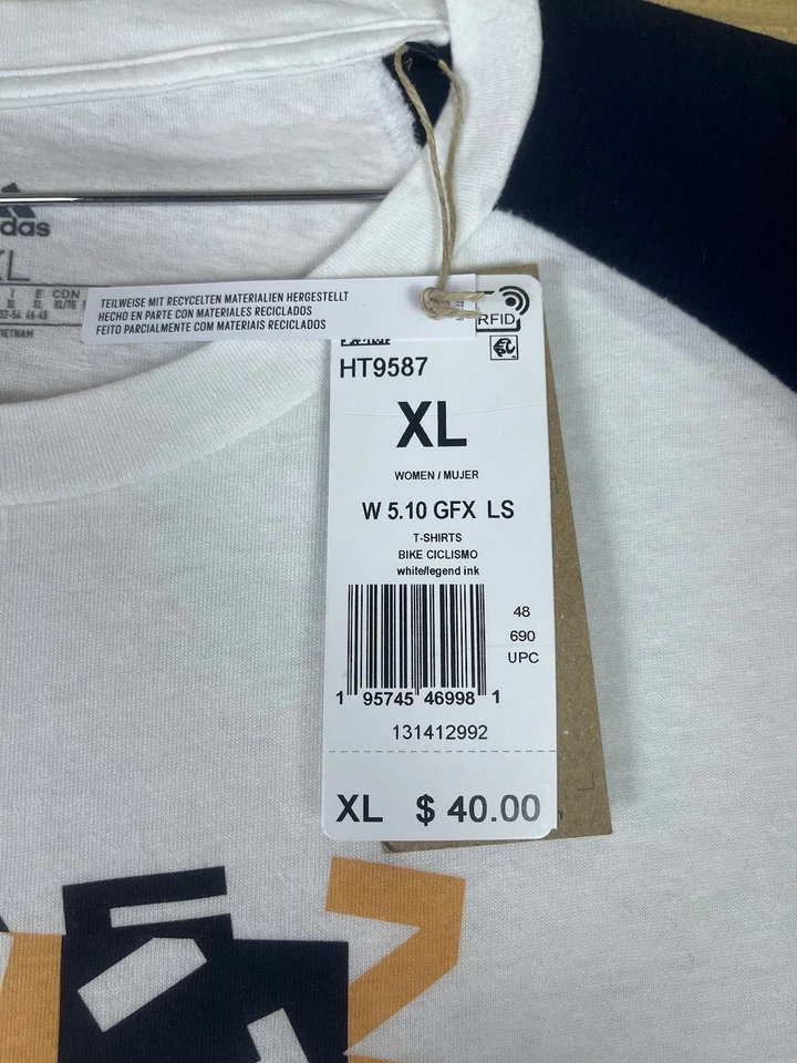 Adidas Five Ten 3/4 Sleeve GFX Jersey T-Shirt Bike White Blue Women's Sz XL - Image 4 of 4