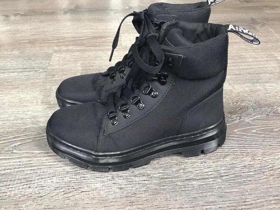 Dr Martens Docs COMBS W Black Combat Boots Canvas Womens Size 6 Boot - Image 4 of 4