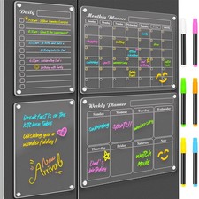 Magnetic Calendar for Refrigerator 4 PCS Dry Erase Whiteboard 15.2"x11.2" Mag...