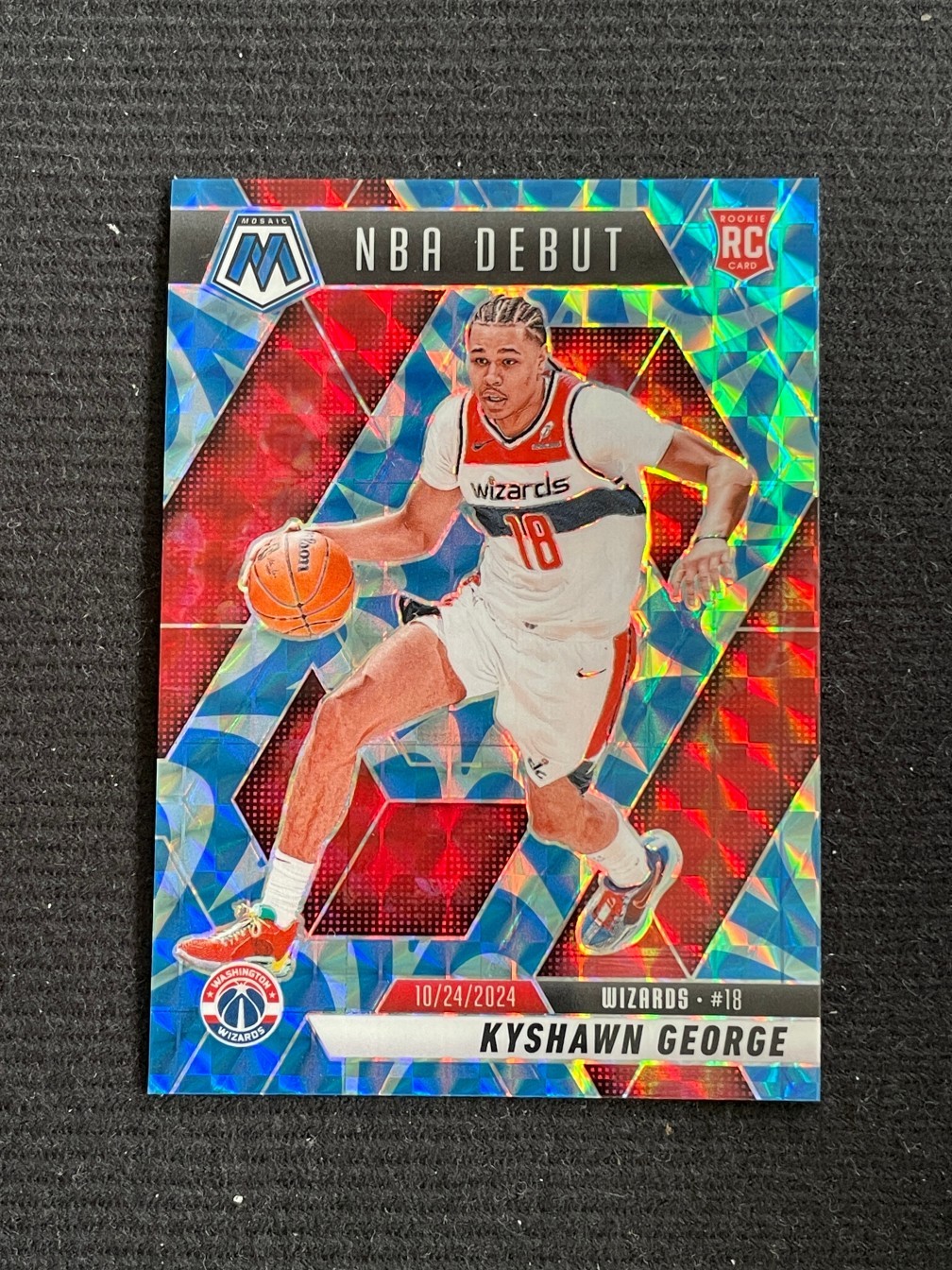Kyshawn George 2024-25 Panini Mosaic RC NBA Debut Reactive Blue #256