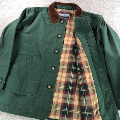 #ad #ad Vintage Lands End Chore Barn Coat Mens Extra Lage Green Flannel Lined $59.99