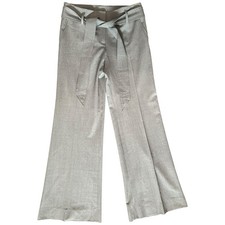 Theory Women  s Size 4 Heather Gray Wool Blend Belted Wide Leg Grossett Pants