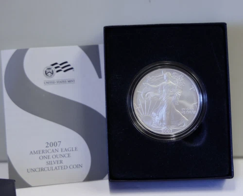 2007-W American Silver Eagle 1 oz .999 $1 Burnished Satin Finish.