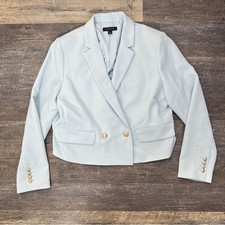 Ann Taylor Soft Blue Blazer Suit Jacket with Gold Buttons size 12 B109