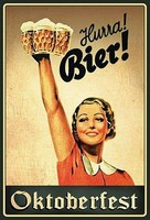 Holzschild 30X20 Cm Oktoberfest Hurra Frau Mit Bier Deko Geschenk Holz Schild