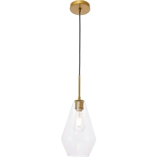 Living District Gene 1-Light Metal Pendant in Brass and Clear Glass - Picture 1 of 9