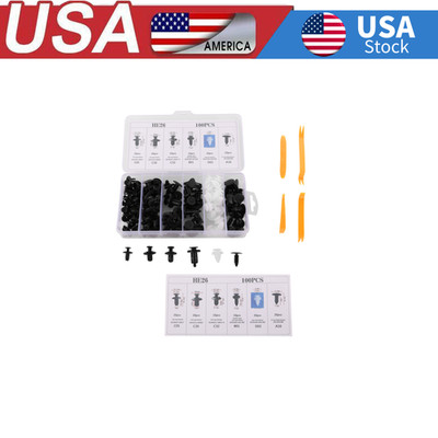 Auto Body Clip Kit 100+ Pieces with 4 Tools Plastic Fasteners