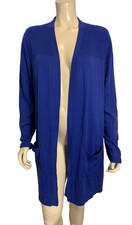 Cardigan Talbots blu royal aperto manica lunga con tasche frontali taglia XL