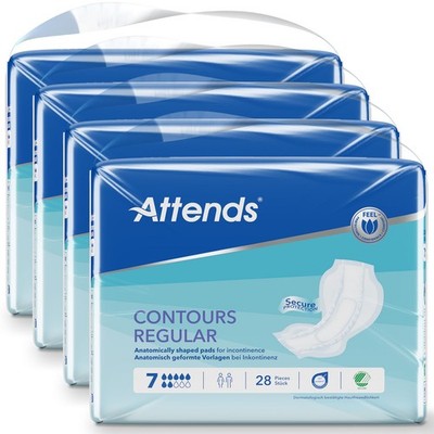 ATTENDS Contours Regular 7 - Inkontinenzvorlagen - 4x28 Stück