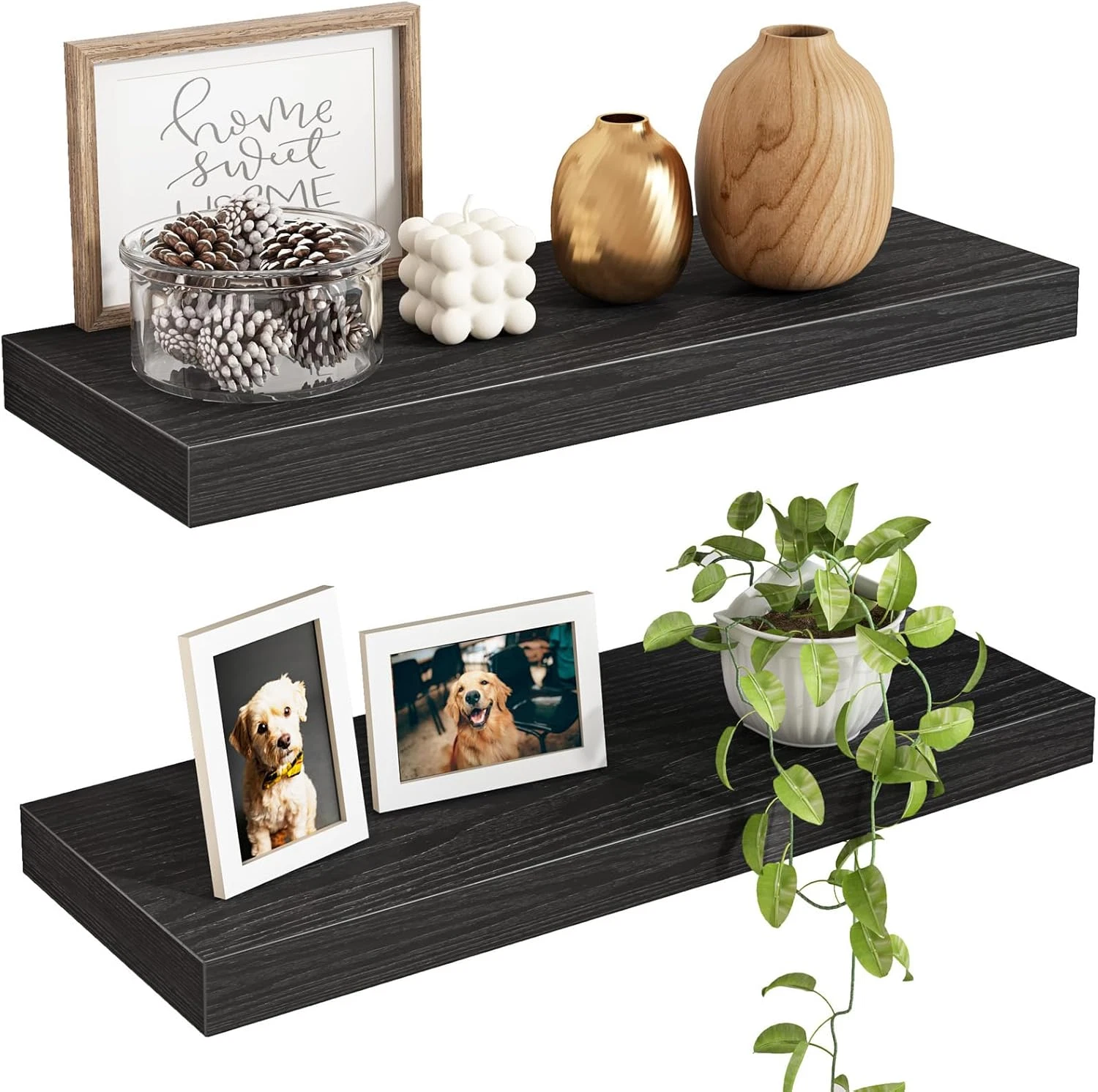 Floating Shelves for Wall, 15.7" Wood Wall Mounted Shelves for Living Room, Bedr