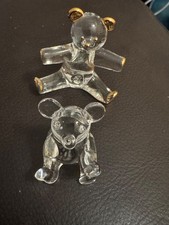 Set of 2 Blown Art Glass bear Teddy - one has Gold details