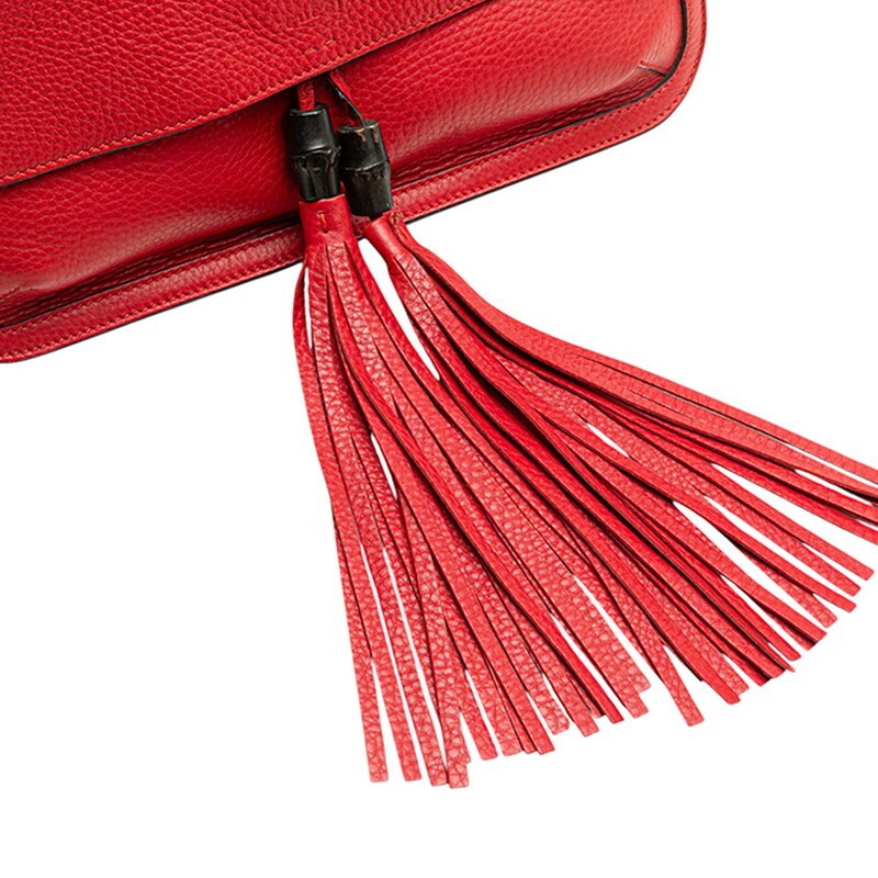 Gucci Bamboo Fringe Tassel Crossbody Shoulder Bag 370826 Red Leather Women s GUC thumbnail 5
