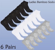 Ladies Bamboo Trainer Socks Womens Sneaker Liner Sports Active Sock 6 Pairs