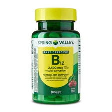 Spring Valley Vitamin B12 Supplement Quick-Dissolve Tablets, 2500 mcg, Cherry
