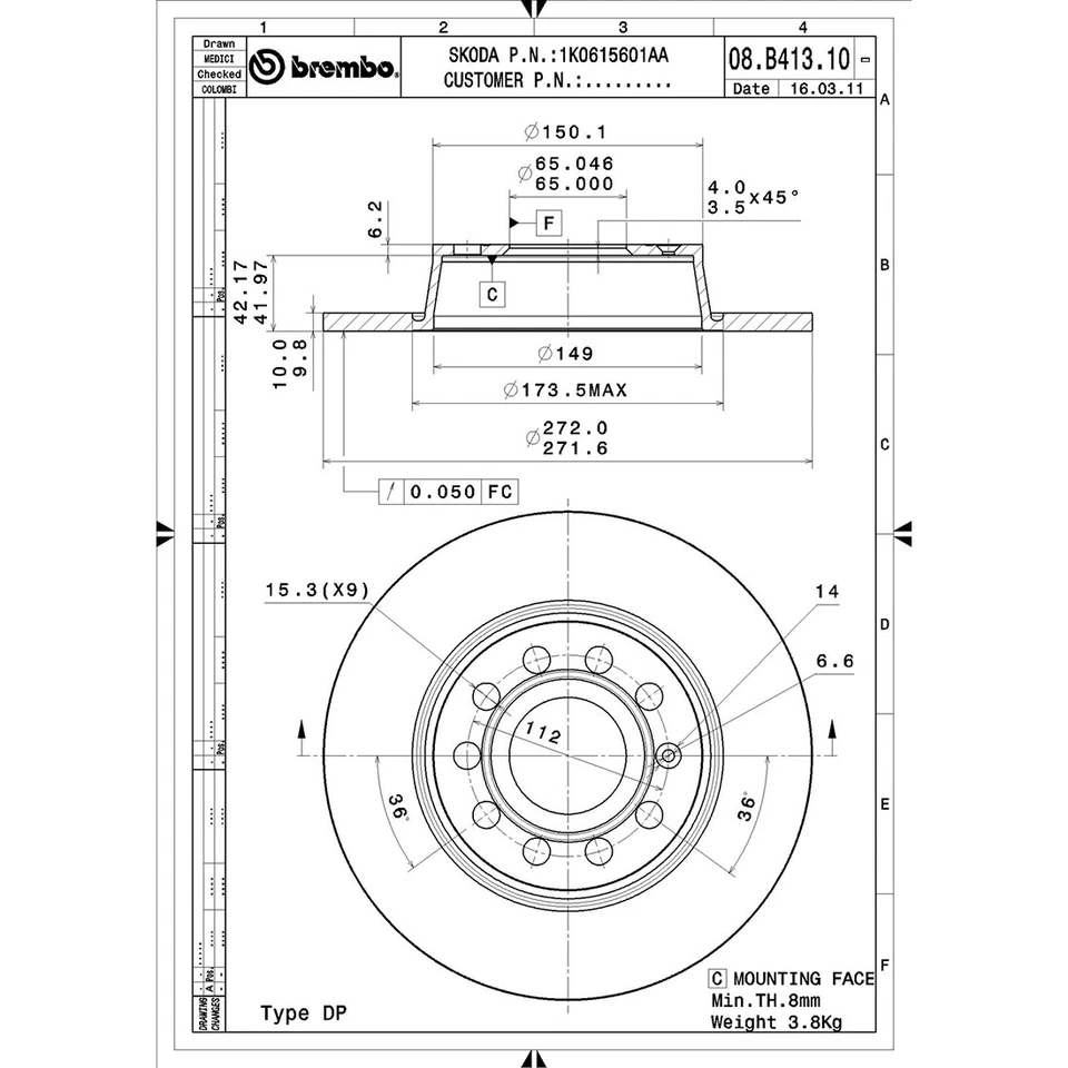 Kit de pastillas de freno rotores de freno traseros para Volkswagen Eos Golf Jetta 2010 Foto 2 de 4