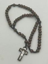 Rosary Cross Crucifix Handmade Wooden Beads Catholic Christian Traditional Style