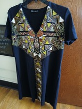 NWOT/ ZARA black textured short sleeve boho mini dress