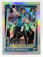 Trevor Lawrence RC 2021 Optic Holo SILVER Prizm RATED ROOKIE Card #201 Jaguars . rookie card picture