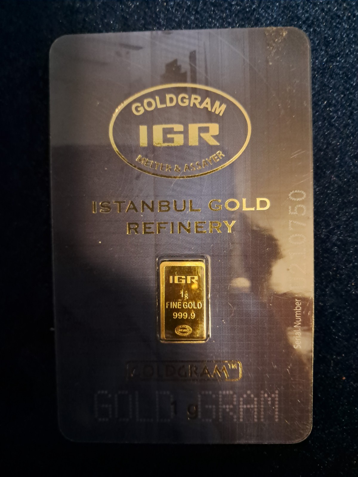 1g .999 Fine IGR Gold Bar - Istanbul Gold Refinery - Sealed Assay Card