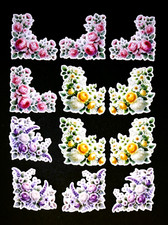 Beautiful DIE CUT CARD TOPPERS Lovely 3 Sets of Flower Corners Roses Birthday