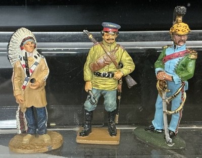 Lot Of (3) DelPrado Collection Figures:Sitting Bull,Don Cossack,1813 French 2nd