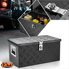 20''x9.8''x12" Diamond Tread Aluminum Fixed Side Handles Truck Tool Box Black