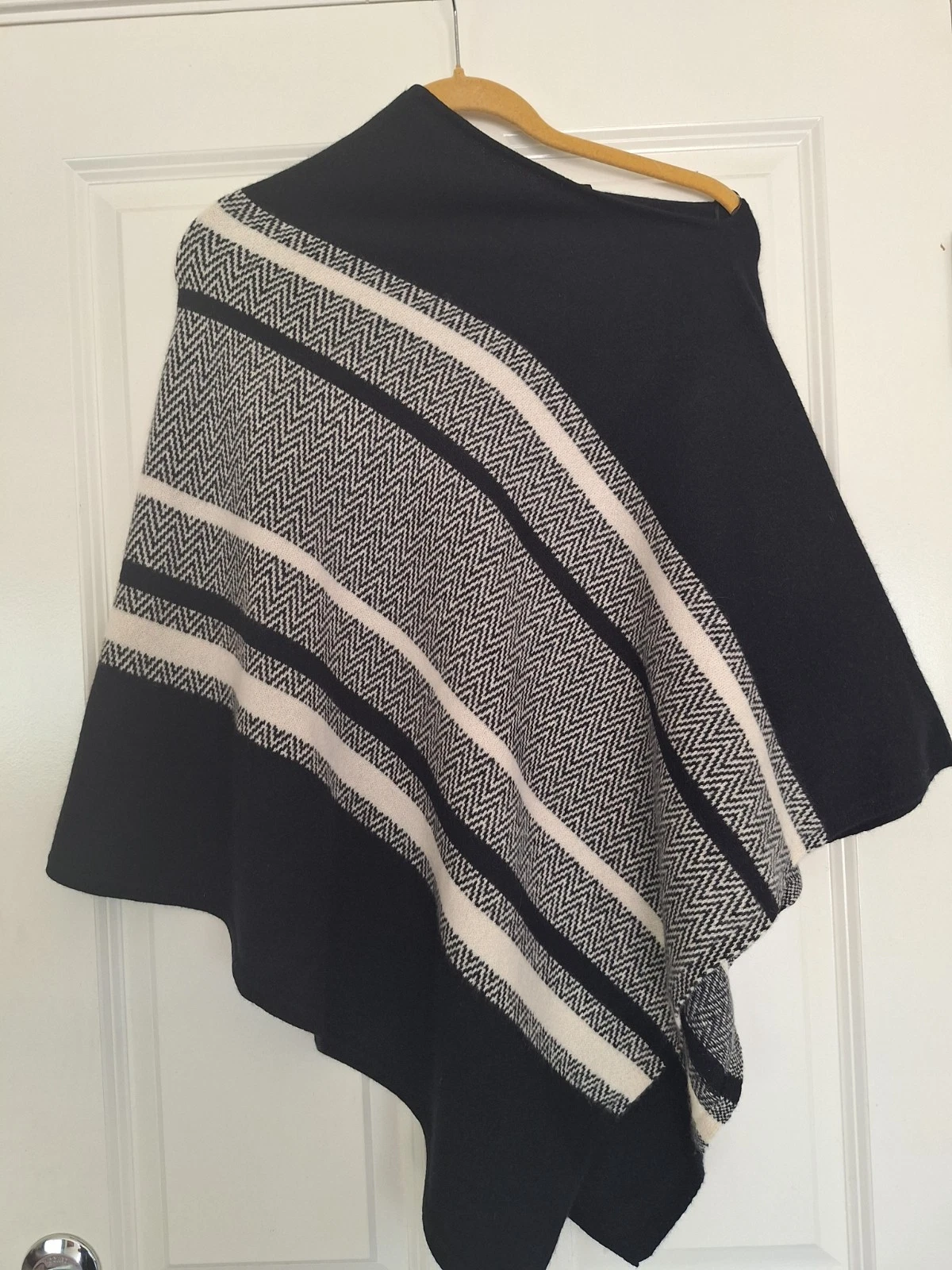 Charter Club Cashmere Chevron Striped Poncho One Size