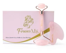 Rose Quartz Gua Sha and Face Sculpting Roller Kit - Lymphatic Drainage and Face