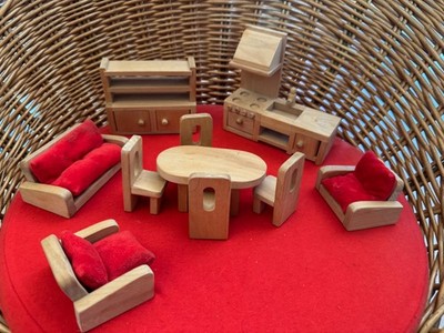 ELC WOODEN DOLLS HOUSE FURNITURE KITCHEN LOUNGE DINER