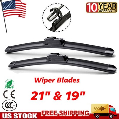 21'' + 19'' OEM Quality Bracketless Windshield Wiper Blades J-Hook Pair All Season