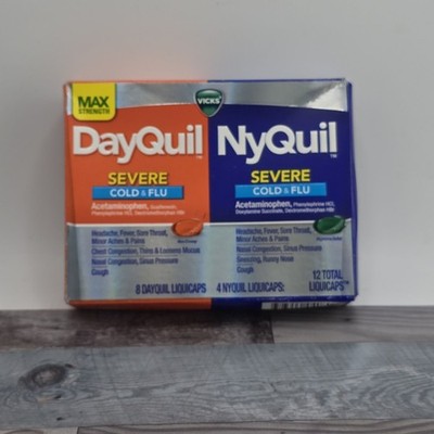 Vicks DayQuil NyQuil Severe Cold Flu LiquiCaps 12 CT EXP 4/26