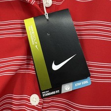 Nike Golf Tour Performance Tech Stripe Polo Shirt Womens Small Red Dri-FIT Top