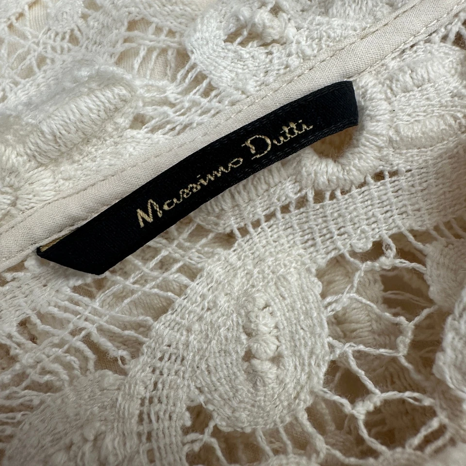 Massimo Dutti Womens Size S Crochet Lace Top Cream Boho Romantic Festival - Image 3 of 4