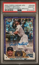 2023 Topps Chrome Update GARRETT MITCHELL RC Auto Purple Speckle #/299 PSA 10 💎