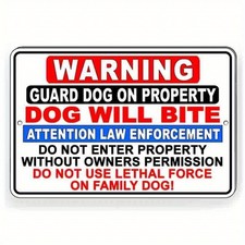 Warning Beware of Dog Guard Dog Tin Metal Signs Home D cor 8x12