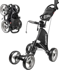 Explorer V8 Golf Push Cart - Superlite 4 Wheel Aluminum Foldable Cart with Adjus