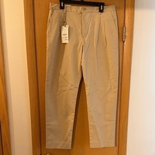 Zara Men  s Relaxed Fit Pleated Pant Khaki New Tan Size 32