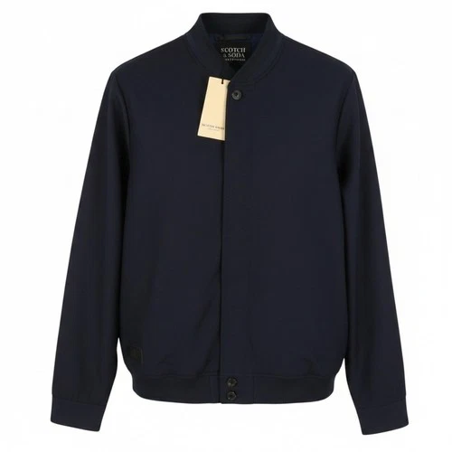 SCOTCH & SODA Men Jacket M Dark Blue Wool Blend Button Front Light Bomber DDP - product listing photo