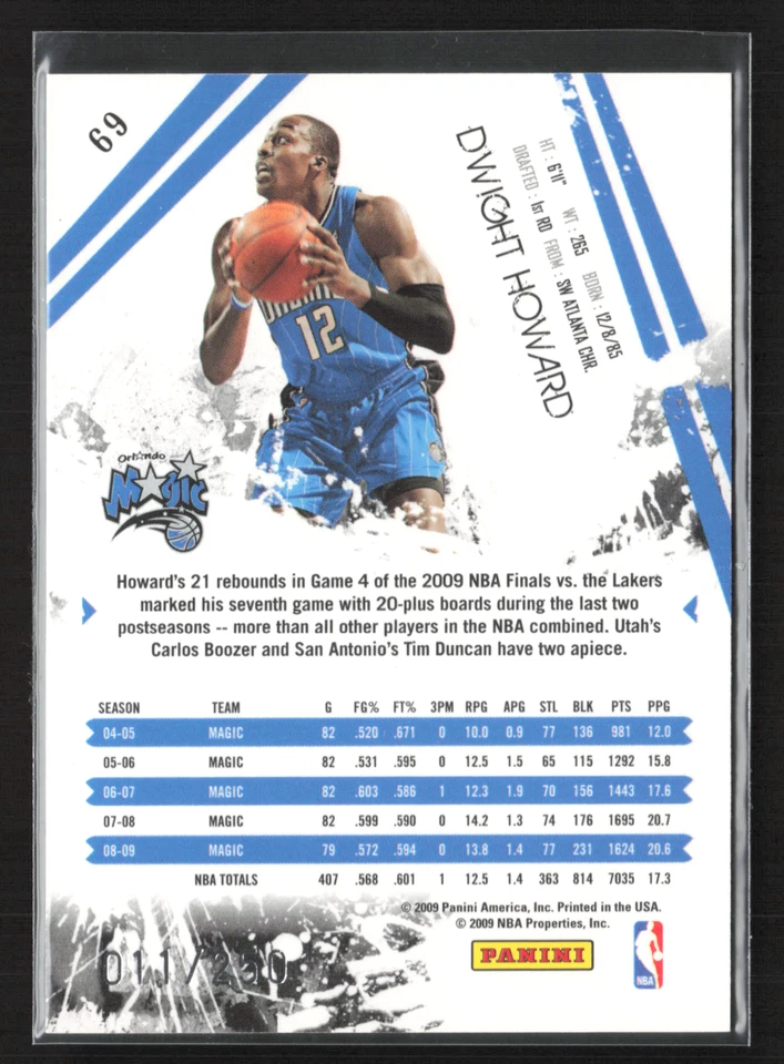 2009-10 Panini Rookies & Stars Holofoil 011/250 Dwight Howard #69 - Image 2 of 2