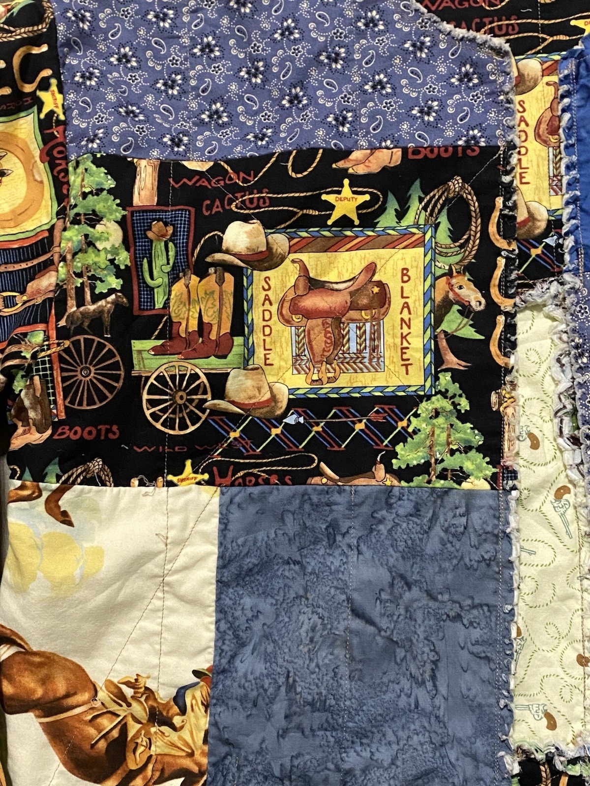 Upcycled Patchwork Western Cowboy Theme Jacket Ha… - image 3