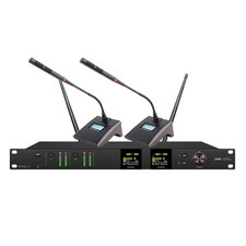 Brand New UHF Dual Channel Wireless Conference Room Microphone System Black