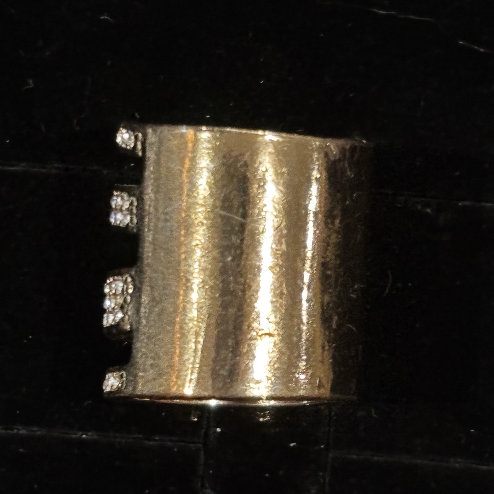 Gold Tone Multi Row Rhinestone Statement Ring Wid… - image 2