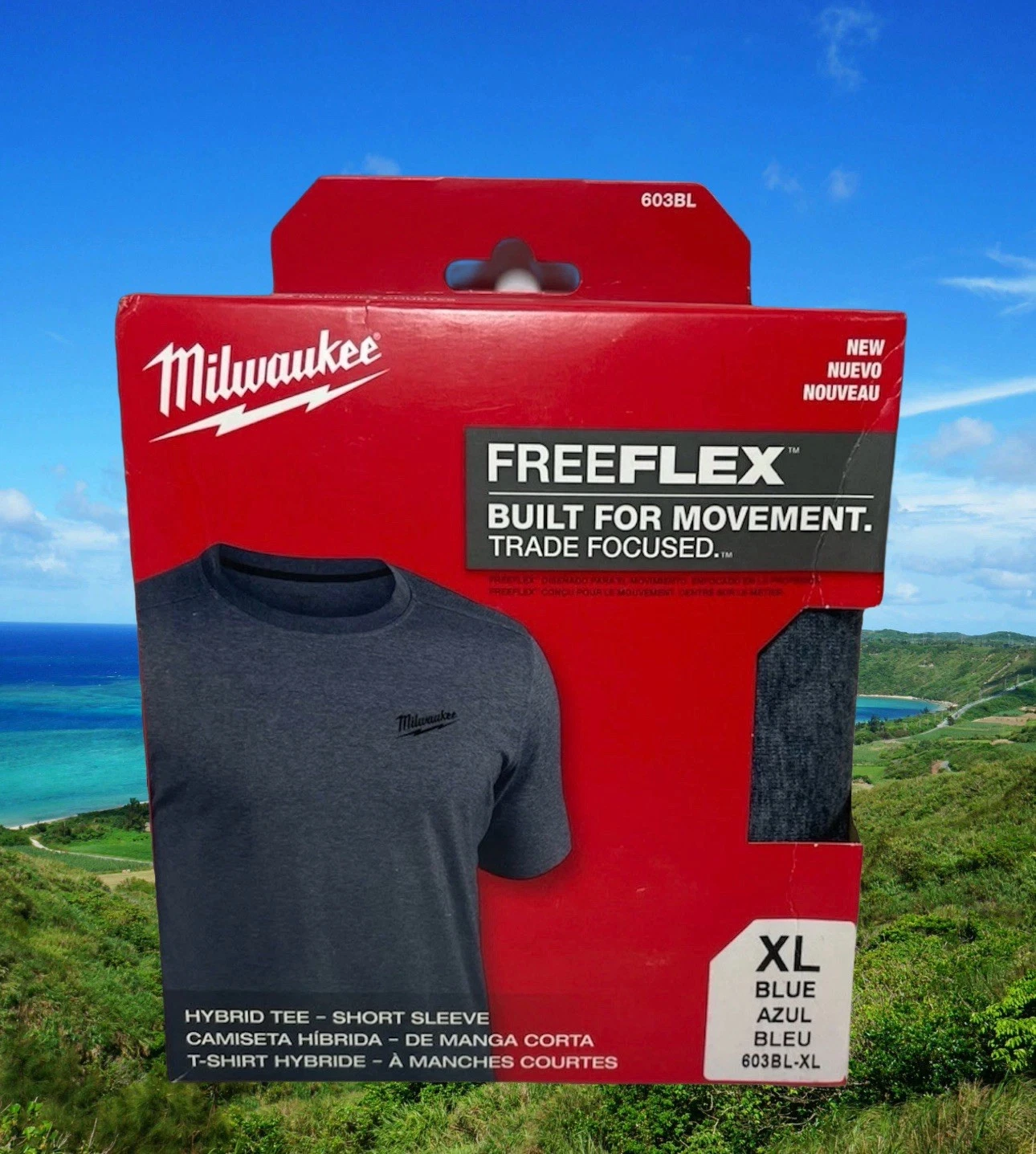 Milwaukee Work Shirt Men XL FreeFlex Hybrid Short Sleeve Blue Performance Tee