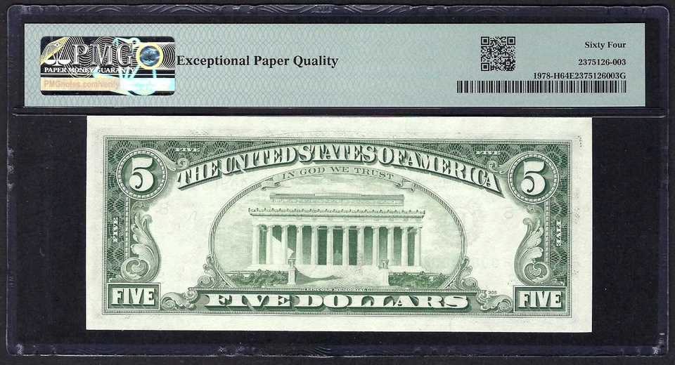 🇺🇸1985 $5 SINGLE DIGIT SERIAL NUMBER ♚♚ 00000008 ♚♚ PMG CH UNC 64 EPQ AMAZING! - Image 3 of 3