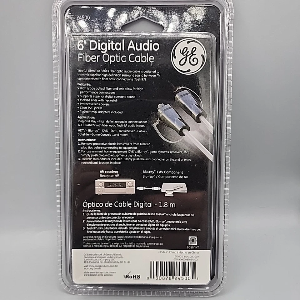 GE Ultra Pro Digital Audio Fiber Optic Cable 24500 6ft Brand New - Image 2 of 4