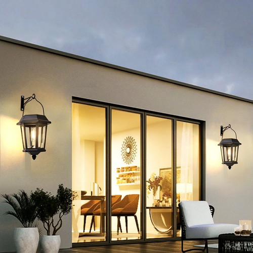 Hanging Solar Lanterns Outdoor, 2 Pack Glass Solar Lights Outdoor Waterproof,... - Picture 2 of 7