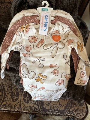 Carter's Just One You Baby Girls 3 Pack Long Sleeve Bodysuit Floral 3 Months NWT